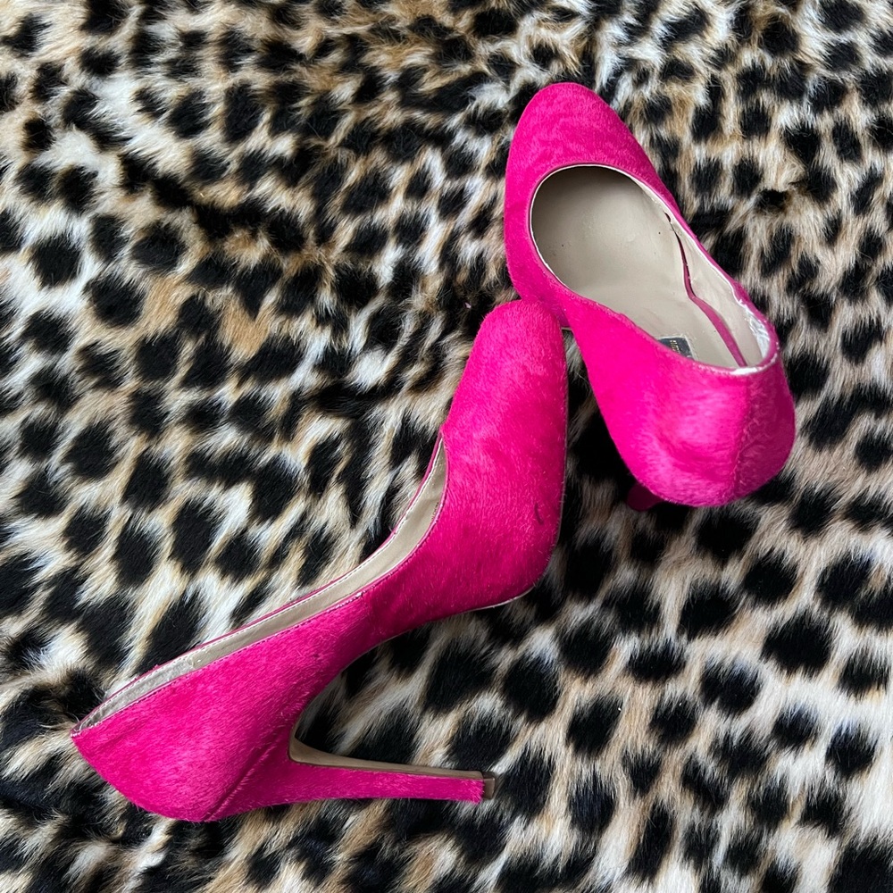 Calf Fur Pink Pumps